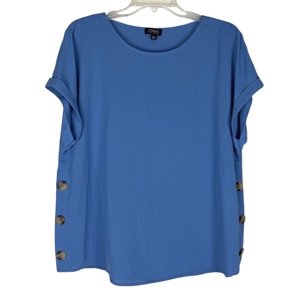 Jones New‎ York Signature Short Sleeve Blouse | Size Large Button Details